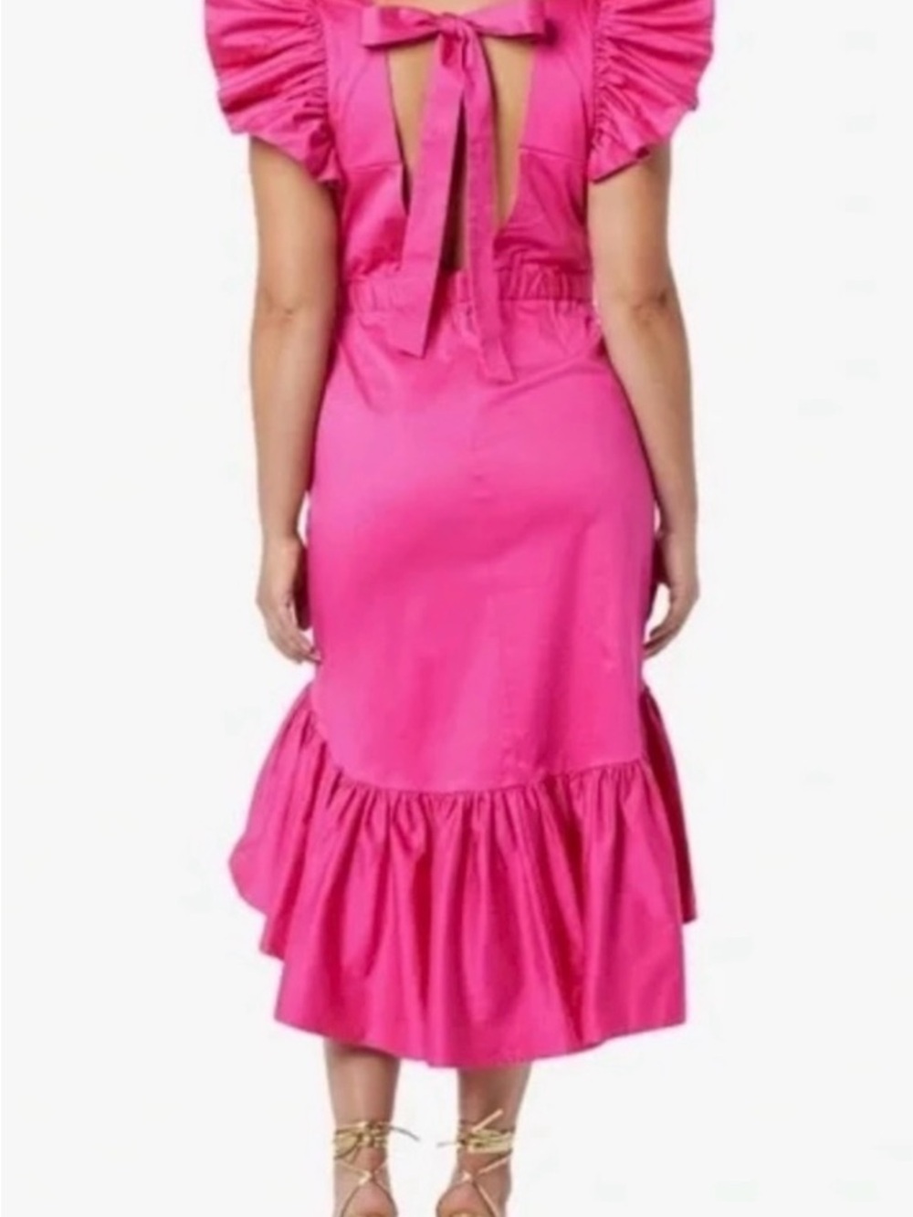 Pink Ruffle-Shoulder High-Low Dress - Picture 4 of 4